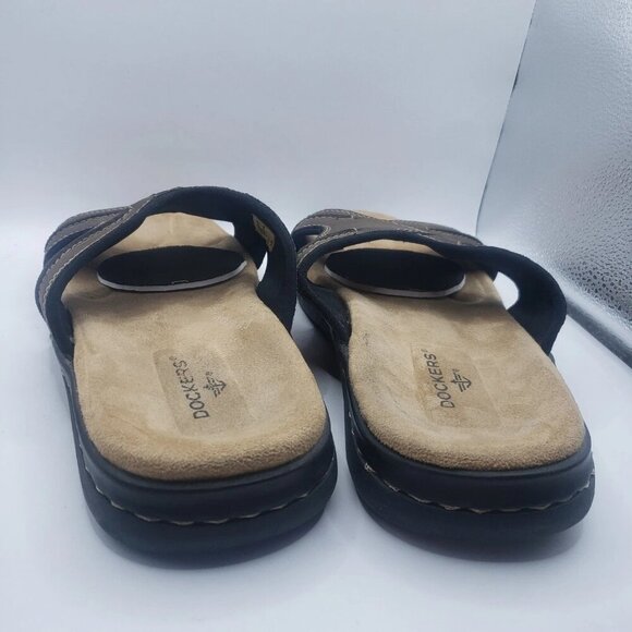 Men's 10 Dockers Sunland Slide Sandal 90-71392 Dark Tan FABRIC-AND-SYNTHETIC GUC - Picture 5 of 8